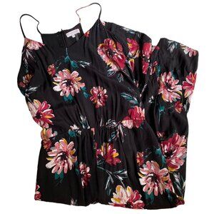 1 State Floral Jumpsuit L Black Flower‎ Power Bloomcore Summer Spring Gardencore